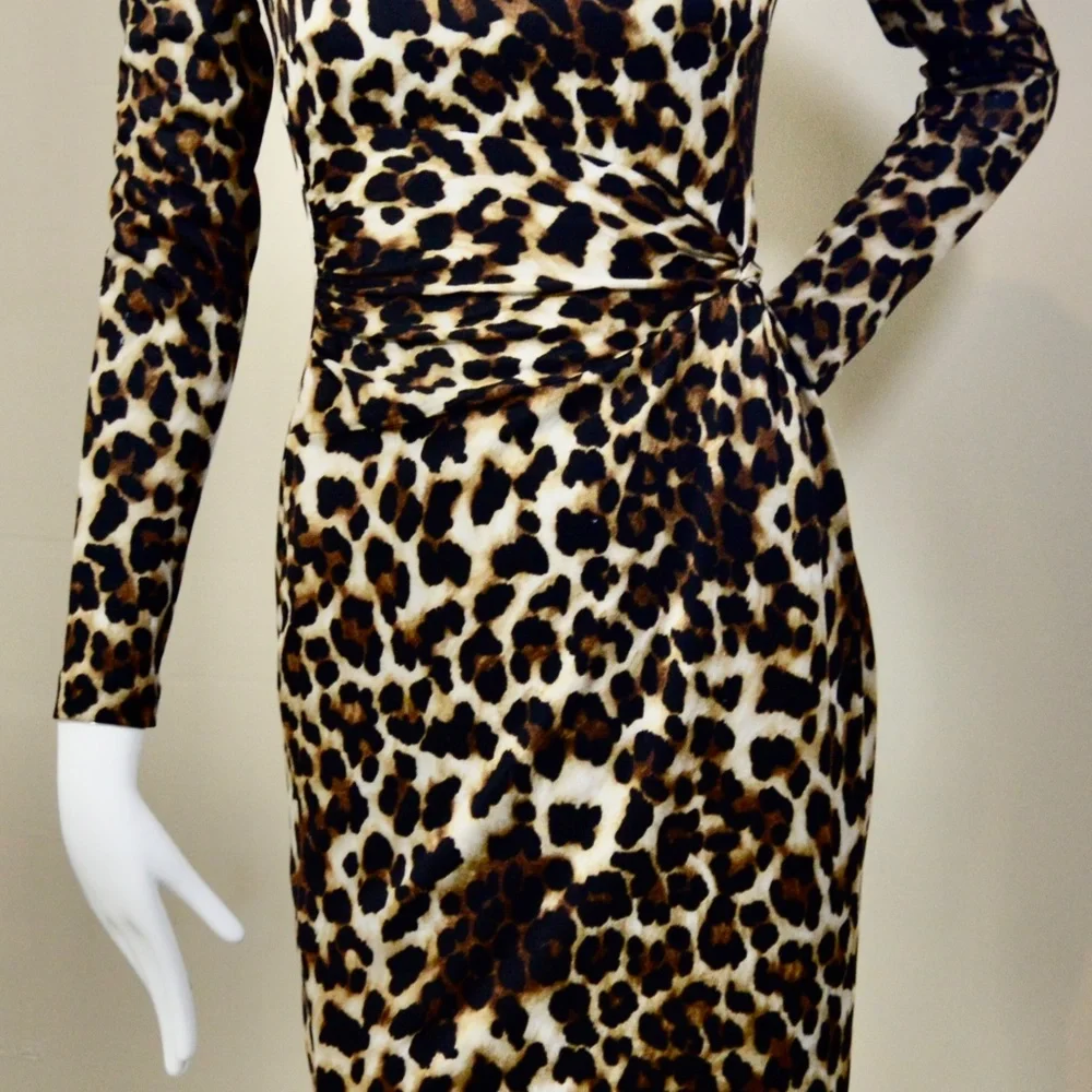 Leopard Print Mini Night Out Dress by Carmen Marc Valvo.Made in US